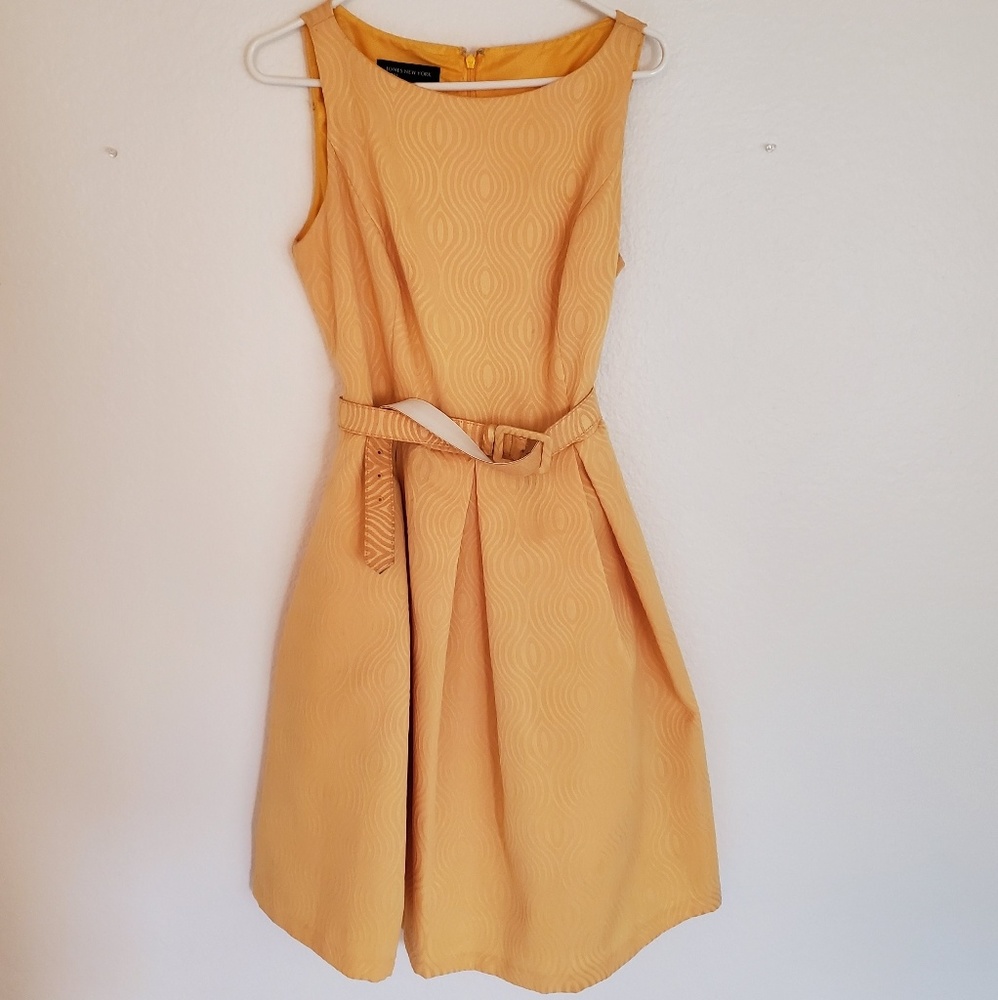 Jones New York Vintage Style Gold Midi Dress